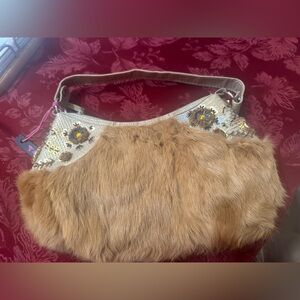 Faux Fur and Sequin Shoulder Bag